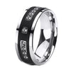 Brushed Matte Tungsten Carbide Band and Cubic Zirconia Wedding Ring Set