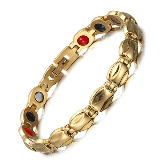 Gold Plated Titanium Magnetic Bracelet with Germanium