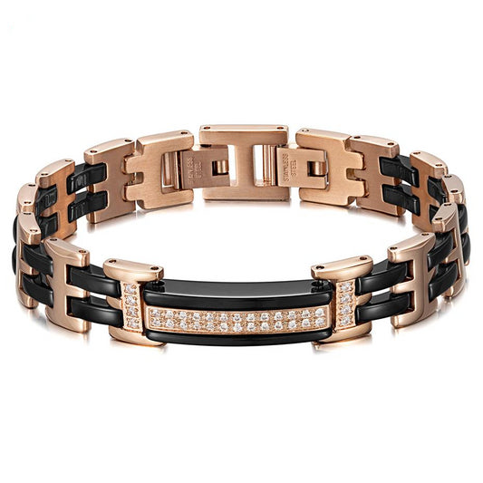 Rose Gold & Black Ceramic Magnetic Bracelet