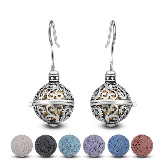 Lava Stone Aromatherapy Celtics Flower Drop Earring