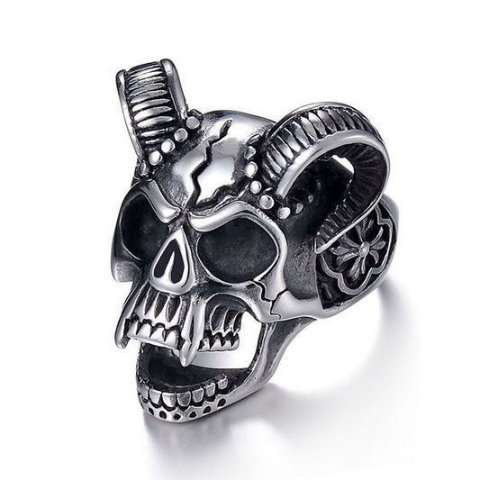 Gothic Goat Skull Skeleton Ring Men’s Jewelry