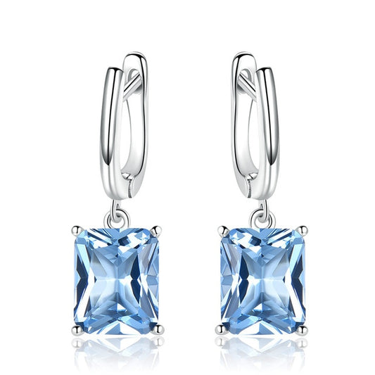 Emerald & Topaz 925 Sterling Silver Engagement Vintage Earrings