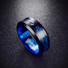 His & Her 6mm/8mm His & Her Black Tungsten Dragon Blue Inlay Wedding Bands with Sparkling Cubic Zirconia Accents