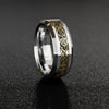 His & Her 6mm/8mm Tungsten Carbide Wedding Bands with Gold Celtic Dragon Inlay Set