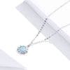 925 Sterling Silver Cubic Zircon and Opal Sun Necklace