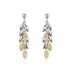 925 Sterling Silver Dangling Leaves Cubic Zirconia Drop Earrings