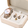 Luxury Quartz Watch, Crystal Necklace & Earrings Jewelry Set