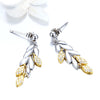 925 Sterling Silver Dangling Leaves Cubic Zirconia Drop Earrings