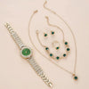 Women's Luxury Watch, Crystal Necklace & Earrings Jewelry Set
