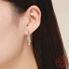 925 Sterling Silver Dangling Leaves Cubic Zirconia Drop Earrings