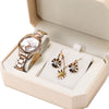 Luxury Quartz Watch, Crystal Necklace & Earrings Jewelry Set