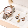 Luxury Quartz Watch, Crystal Necklace & Earrings Jewelry Set