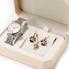 Luxury Quartz Watch, Crystal Necklace & Earrings Jewelry Set