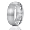 His & Her 6mm/8mm Silver Brushed Domed Tungsten Carbide Wedding Ring Set