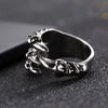 Silver Tone Copper Gothic Ring for Women and Men with Dragon Claw Design and Dragon Skin Pattern