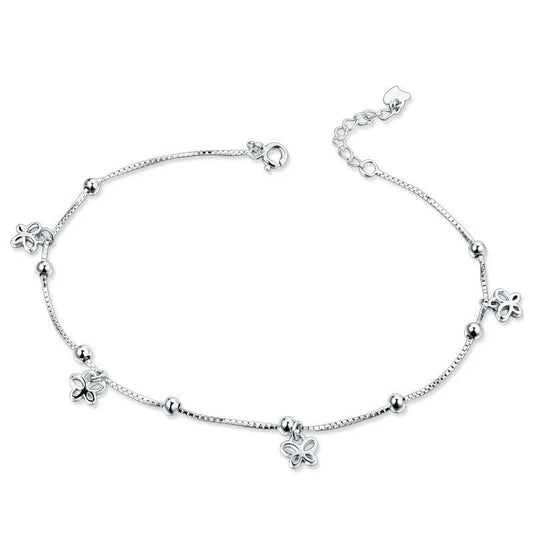 925 Sterling Silver Butterfly Anklet Bracelet