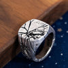 Simple Punk Style or Hip Hop Vintage Square Ring for Man with Cracked Stone Design