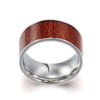 10mm Titanium Ring for Men with Pattern Brown Wood Design Inlay
