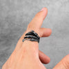 Silver Tone Copper Gothic Ring for Women and Men with Dragon Claw Design and Dragon Skin Pattern