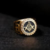 Gold Plated Cross Stainless Steel Masonic Knights Templar Signet Ring for Men