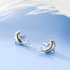 White Gold Plated Dolphins Stud Earrings