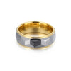 Dome Shape Diamond Pattern Silver Surface with Gold Coated Stainless Steel Ring