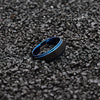 His & Her 6mm/8mm Black Blue Two-Tone Tungsten Carbide Wedding Ring Set Matte Finish