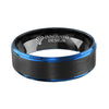 His & Her 6mm/8mm Black Blue Two-Tone Tungsten Carbide Wedding Ring Set Matte Finish