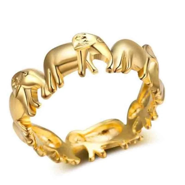 Gold and Silver Plated Elephant Ring Women’s Jewelry