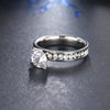 Silver Plated Fashionable Engagement Ring for Women with Circle Zircons and One Big Central Clear Zircon