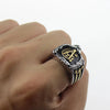 32 Degree Masonic Ring with Dual Tone Double Eagle Scout Detailing Men’s Wedding Band