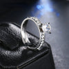 Silver Plated Fashionable Engagement Ring for Women with Circle Zircons and One Big Central Clear Zircon