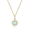 925 Sterling Silver Cubic Zircon and Opal Sun Necklace