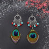 Peacock Nature Feather Stud Earrings for Women