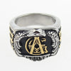 32 Degree Masonic Ring with Dual Tone Double Eagle Scout Detailing Men’s Wedding Band