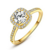 White Gold Plated Wedding and Engagement Ring with 20 Small and One Big Central Clear Zircon