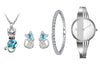 Women's Luxury Quartz Watch, Crystal Necklace & Earrings Jewelry Set