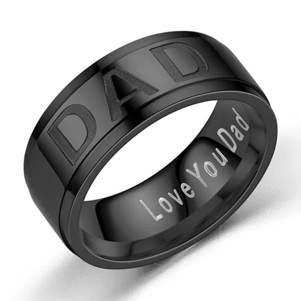 Gold Plated Stainless Steel with Silver Brushed Matte Surface Stepped Dad Ring