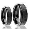 His & Her 6mm/8mm Elegant Matching Tungsten Carbide Wedding Set with Dual Grooves
