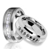 His & Her Black and White Cubic Zirconia Inlay Tungsten Carbide Wedding Ring Set