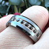 His & Her Black and White Cubic Zirconia Inlay Tungsten Carbide Wedding Ring Set