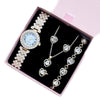 Women's Luxury Watch, Crystal Necklace & Earrings Jewelry Set
