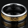 His & Her 6mm/8mm Tungsten Carbide Wedding Bands with Gold Dragon Celtic Inlay