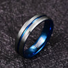 Eternal Blue His & Her Cubic Zirconia Matte Tungsten Couple Rings Set