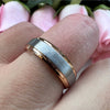 His & Her 6mm/8mm Rose Gold Tungsten Carbide Beveled Edges Wedding Bands Set