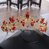 Baroque Vintage Gold, Red Crystal and Rhinestone Tiara, Necklace & Earrings Jewelry Set