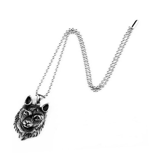 Norse Viking Wolf Head Necklace for Men
