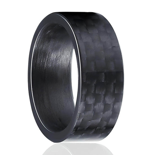 8mm Black Carbon Fiber Tungsten Carbide Wedding Band