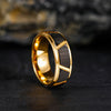 His & Her 6mm/8mm Polished Brushed Black Gold Tungsten Wedding Rings with Bevel Edges