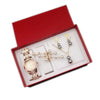 Rose Gold Quartz Watch, Crystal Necklace, Earrings  and Ring Jewelry Set